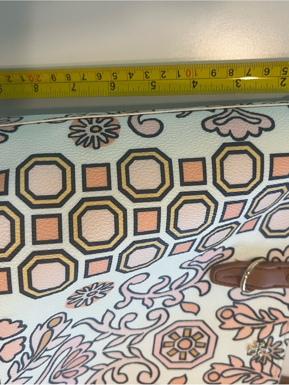 Tory Burch Cream Canvas Floral-Print Tote with Tan Leather Handles - Picture 10 of 15